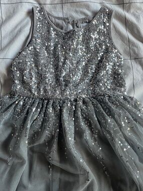 GAP kids 4/5 Silver Sequin Tulle Party Dress